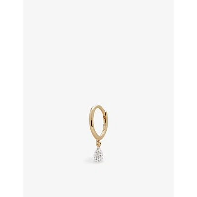 Monica Vinader Womens Yellow Gold Tear Drop 14ct Yellow-gold And 0.02ct Diamond Single Hoop Earring