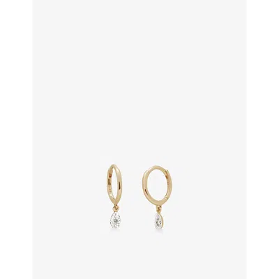 Monica Vinader Womens Yellow Gold Teardrop Mini 14ct Yellow Gold And 0.0294ct Diamond Hoop Earrings