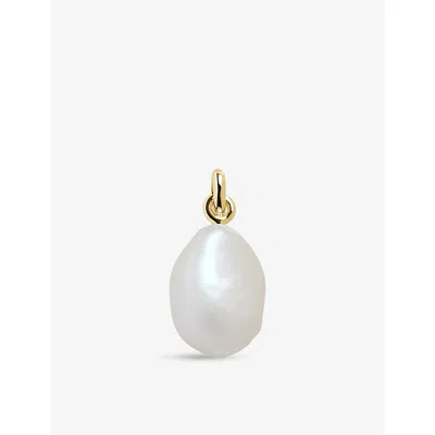 Monica Vinader Womens 14ct Yellow-gold And Baroque Pearl Charm