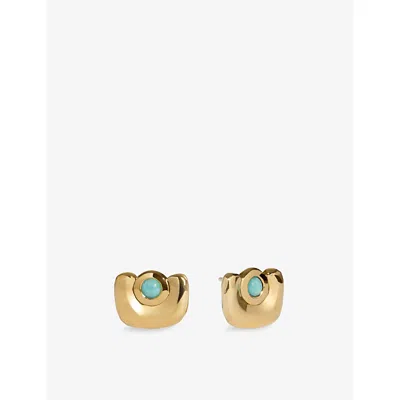 Monica Vinader Womens Amaia Gemstone 18ct Yellow-gold Vermeil And Amazonite Stud Earrings