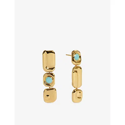 Monica Vinader Womens Amaia Gemstone Cocktail 18ct Yellow-gold Vermeil And Amazonite Drop Earrings