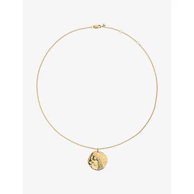 Monica Vinader Womens Aquarius Zodiac 18ct Yellow Gold Vermeil Pendant Necklac