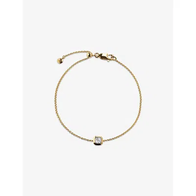 Monica Vinader Womens Asscher-cut 0.06ct Lab-grown Diamond And 18ct Yellow-gold Vermeil Chain Bracelet