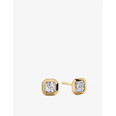 Monica Vinader Womens Asscher-cut 0.12ct Lab-grown Diamond And 18ct Yellow-gold Vermeil Stud Earrings