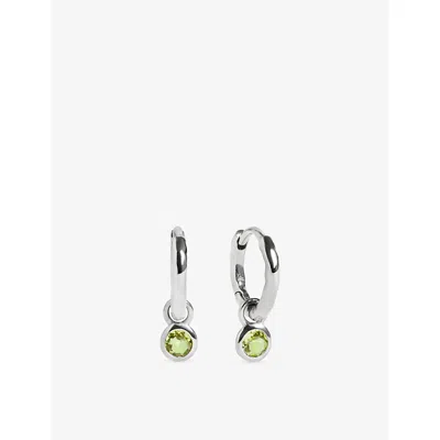 Monica Vinader Womens August Birthstone Sterling-silver And Peridot Huggie Earrings