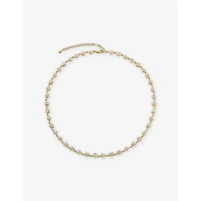 Monica Vinader Womens Bezel 18ct Yellow Gold Vermeil And 0.5ct Lab-grown Diamond Cluster Necklac