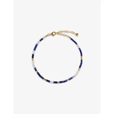 Monica Vinader Womens Delphi Gemstone 18ct Yellow Gold Vermeil And Sodalite Beaded Bracelet Blu
