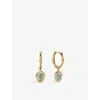 Monica Vinader Gold Odyssey Gemstone Huggie Earrings Aquamarine In Gold