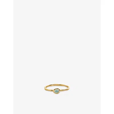 Monica Vinader Womens  Odyssey Gemstone 18ct Yellow Gold Vermeil And Aquamarine Stacking Ring