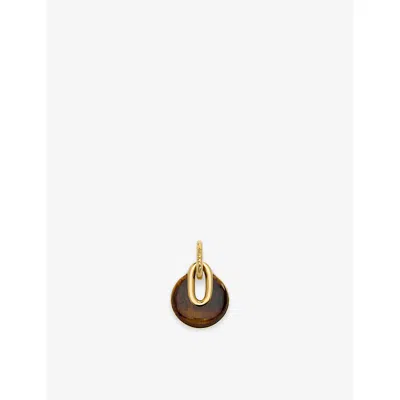 Monica Vinader Womens Brown Kate Young Gemstone 18ct Yellow Gold Vermeil And Tiger's Eye Gemstone Pendant Charm In Black