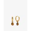 Monica Vinader Womens Brown Nura 18ct Yellow Gold Vermeil And Tigers Eye Drop Huggies In Gold