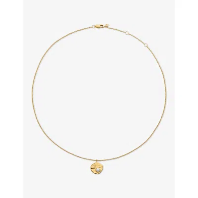 Monica Vinader Womens Capri 18ct Yellow Gold Vermeil And Pearl Disc Necklac