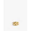 Monica Vinader Womens Capri 18ct Yellow Gold Vermeil And Triple Pearl Ring In Gold