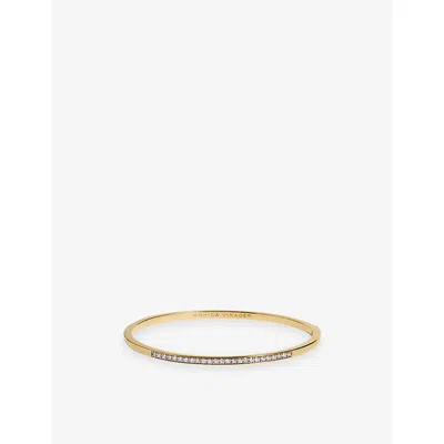Monica Vinader Womens Essential 18ct Gold Vermeil Plated Sterling Silver And Lab-grown Diamond Bangle
