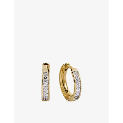 Monica Vinader Womens Essential 18ct Yellow Gold Vermeil And 0.14ct Lab-grown Diamond Huggie Earrings