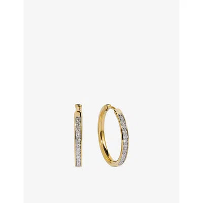 Monica Vinader Womens Essential Small 18ct Yellow Gold Vermeil And 0.31ct Lab-grown Diamond Hoop Earrings In White