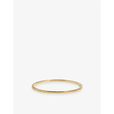 Monica Vinader Womens Essential Station 18ct Gold Vermeil Plated Sterling Silver And Lab-grown Diamond Bangle