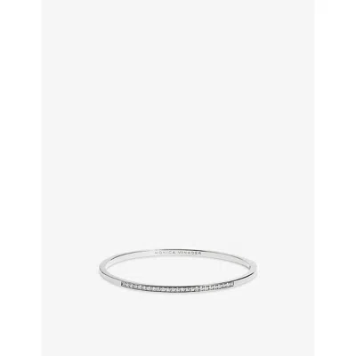 Monica Vinader Womens Essential Sterling Silver And Lab-grown Diamond Bangle