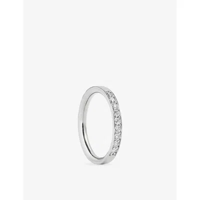 Monica Vinader Womens Essential Sterling-silver And 0.22ct Lab-grown Diamond Band Ring In Metallic