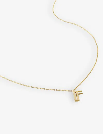Monica Vinader Womens F Letter-charm 18ct Yellow Gold-plated Vermeil Sterling-silver Pendant Necklac