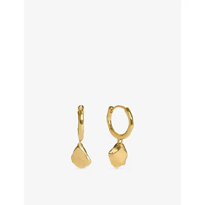 Monica Vinader Womens Fragments Asymmetric 18ct Yellow Gold-plated Vermeil Sterling-silver Huggie Earrings
