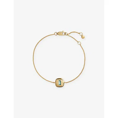 Monica Vinader Womens Gemdrop 18ct Yellow Gold Vermeil And Blue Topaz Chain Bracelet