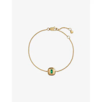 Monica Vinader Womens Gemdrop 18ct Yellow Gold Vermeil And Green Onyx Chain Bracelet