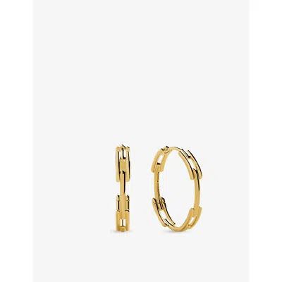 Monica Vinader Womens  Signature Link Sterling-silver Medium Hoop Earrings