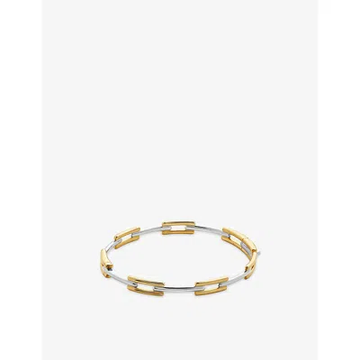 MONICA VINADER WOMENS GP SIGNATURE LINK 18CT YELLOW GOLD VERMEIL SLIM BANGLE