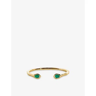 Monica Vinader Womens Green Odyssey 18ct Gold Vermeil-plated 925 Sterling Silver And Onyx Open Cuff