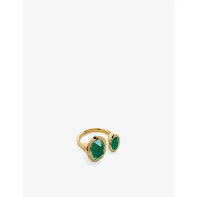 Monica Vinader Womens  Odyssey 18ct Gold Vermeil-plated 925 Sterling Silver And Onyx Open Ring