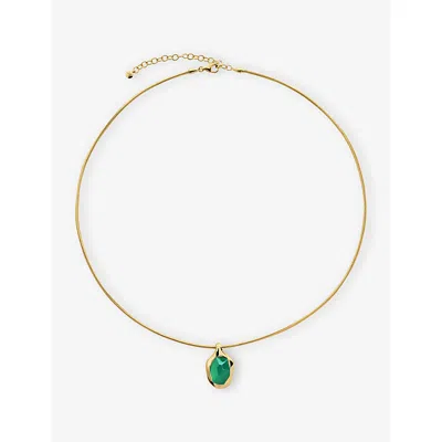 Monica Vinader Womens Green Odyssey 18ct Gold Vermeil-plated 925 Sterling Silver And Onyx Pendant Necklac