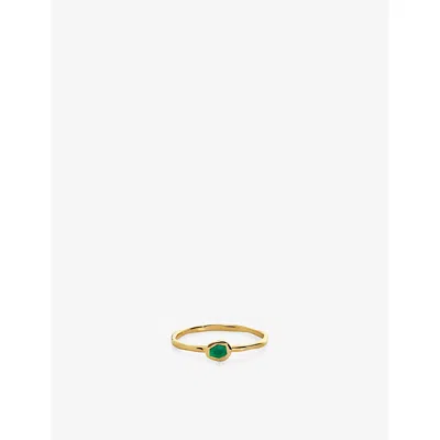 Monica Vinader Womens Green Odyssey 18ct Gold Vermeil-plated 925 Sterling Silver And Onyx Stacking Ring