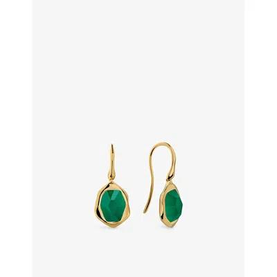 Monica Vinader Womens Green Odyssey 18ct Gold Vermeil-plated 925 Sterling Silver And Onyx Wire Earrings