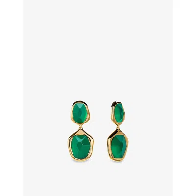 Monica Vinader Womens  Odyssey Cocktail 18ct Gold Vermeil-plated 925 Sterling Silver And Onyx Drop Ea In Green