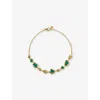 Monica Vinader Gold Odyssey Gemstone Pebbled Chain Bracelet Green Onyx