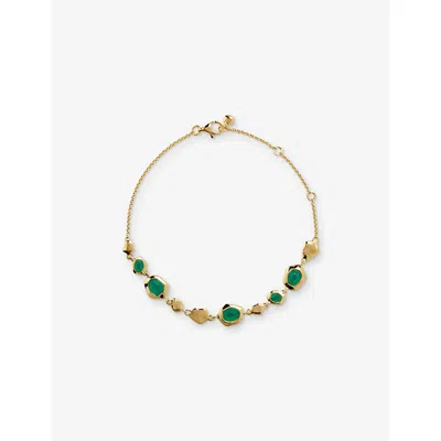 Monica Vinader Womens Green Odyssey Pebbled Onyx And 18ct Yellow-gold Vermeil Chain Bracelet