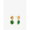 Monica Vinader Gold Odyssey Gemstone Small Drop Earrings Green Onyx In Gold