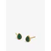 Monica Vinader Womens  Teardrop 18ct Recycled Yellow Gold Vermeil Sterling Silver And Onyx Stud Earri In Green