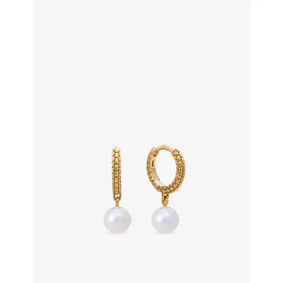 Monica Vinader Womens Heirloom 18ct Yellow Gold Vermeil And Pearl Drop Huggies