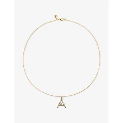 Monica Vinader Womens Initial A 18ct Yellow Gold Vermeil And 0.035ct Lab-grown Diamond Pendant Necklac In Pink