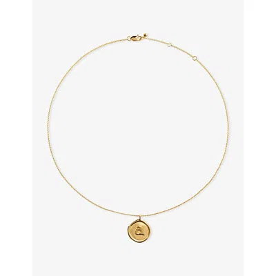 Monica Vinader Womens Initial A Stamp 14ct Yellow Gold Vermeil Necklac