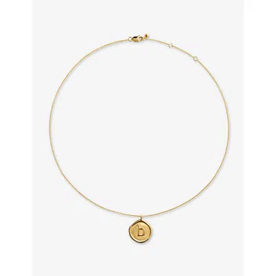 Monica Vinader Womens Initial B Stamp 18ct Yellow Gold Vermeil Necklac
