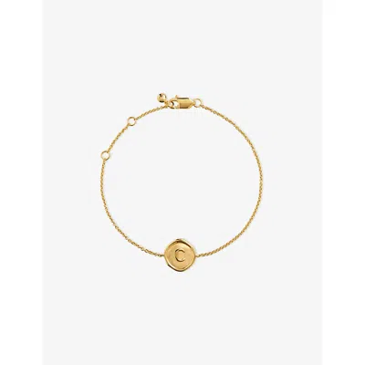 Monica Vinader Womens Initial C Stamp 18ct Yellow Gold Vermeil Bracelet