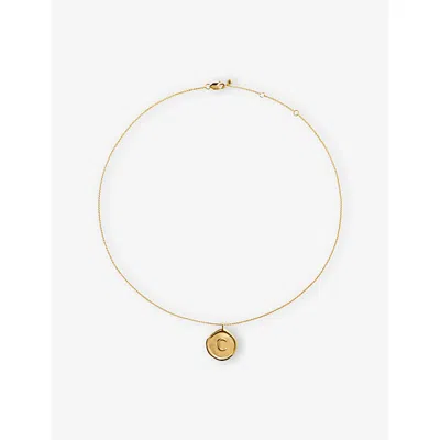 Monica Vinader Womens Initial C Stamp 18ct Yellow Gold Vermeil Necklac