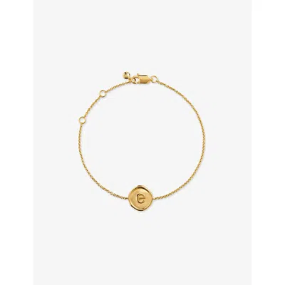 Monica Vinader Womens Initial E Stamp 18ct Yellow Gold Vermeil Bracelet