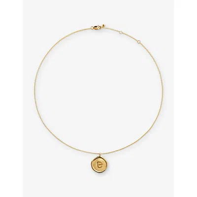 Monica Vinader Womens Initial E Stamp 18ct Yellow Gold Vermeil Necklac