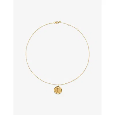 Monica Vinader Womens Initial F Stamp 18ct Yellow Gold Vermeil Necklac