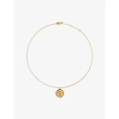 Monica Vinader Womens Initial G Stamp 18ct Yellow Gold Vermeil Necklac