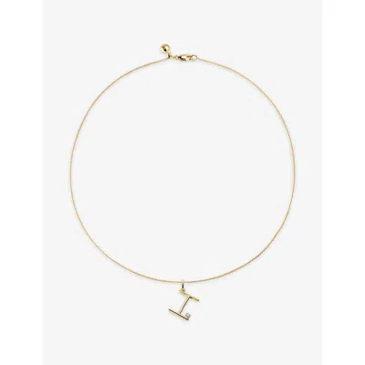 Monica Vinader Womens Initial I 18ct Yellow Gold Vermeil And 0.035ct Lab-grown Diamond Pendant Necklac